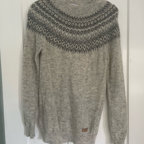 Sweaters - Nordic Yoke Crewneck Sweater - Light Gray